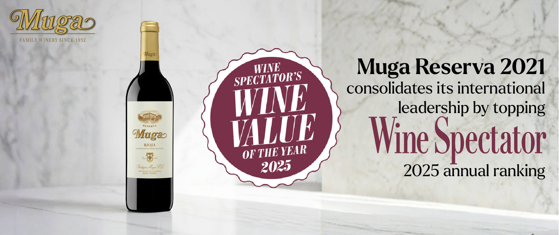 Muga Reserva 2021 consolidates its international leadership by topping Wine Spectator 2025 annual ranking